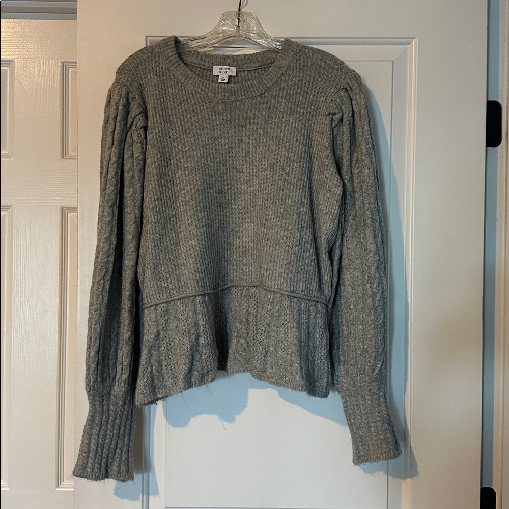 crown & ivy Gray Crew Neck Sweater